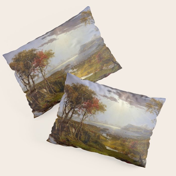 Autumn & Rays of Sun in the Hudson River Valley by Jasper Francis Cropsey Pillow Sham Gallery Image 3
