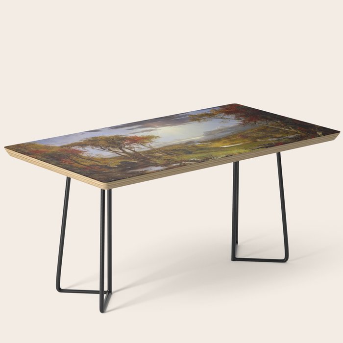 Autumn & Rays of Sun in the Hudson River Valley by Jasper Francis Cropsey Coffee Table Gallery Image 1