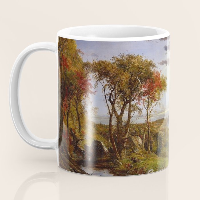 Autumn & Rays of Sun in the Hudson River Valley by Jasper Francis Cropsey Coffee Mug Gallery Image 3