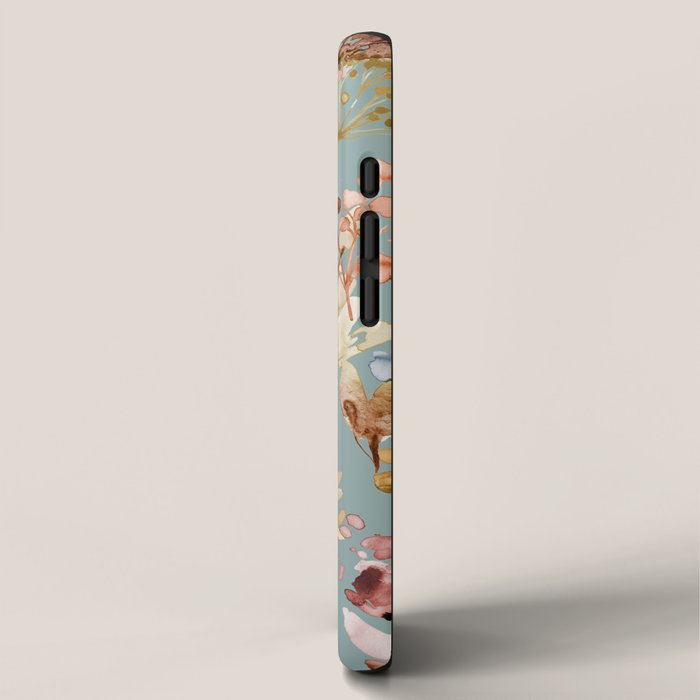 Wild Grasses Botanical Gold Teal iPhone Case Gallery Image 2