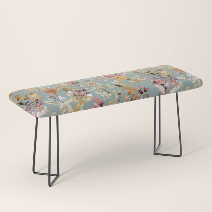 Wild Grasses Botanical Gold Teal Bench Gallery Image 1