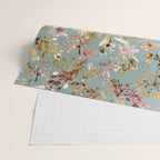 Wild Grasses Botanical Gold Teal Wrapping Paper Gallery Image 2