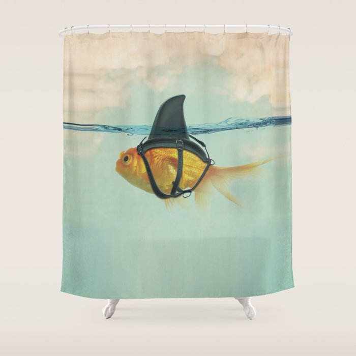 Brilliant DISGUISE - Goldfish with a Shark Fin Shower Curtain Gallery Image 1