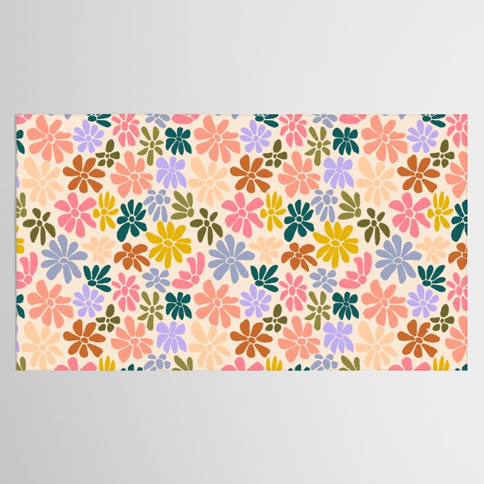 Rainbow Color Retro Floral  Tablecloth Gallery Image 2