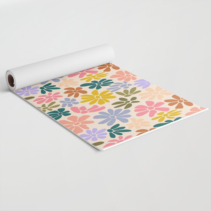 Rainbow Color Retro Floral  Yoga Mat Gallery Image 2