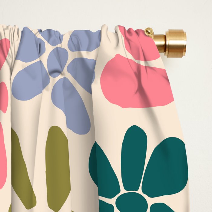 Rainbow Color Retro Floral  Window Curtain Gallery Image 2