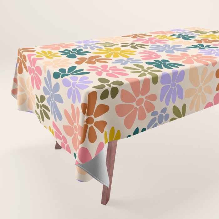 Rainbow Color Retro Floral  Tablecloth Gallery Image 1