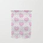 Pink love heart candy checkered pattern Wall Hanging Gallery Image 1