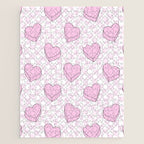 Pink love heart candy checkered pattern Jigsaw Puzzle Gallery Image 1