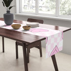 Pink love heart candy checkered pattern Table Runner Gallery Image 2