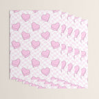 Pink love heart candy checkered pattern Wrapping Paper Gallery Image 3