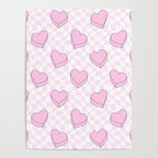 Pink love heart candy checkered pattern Poster Gallery Image 4