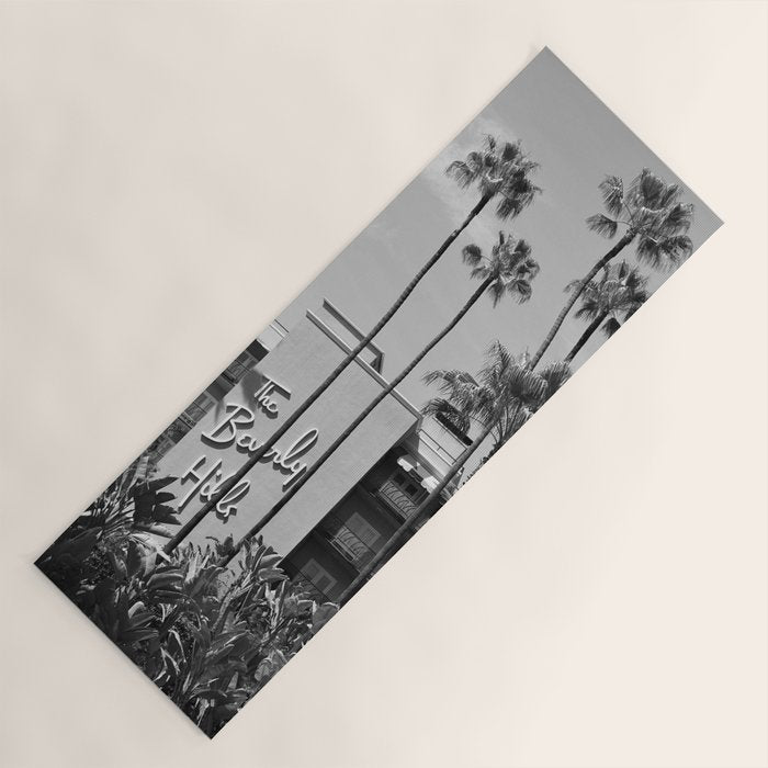 Beverly Hills Hotel, California black and white photograph / black and white photography Yoga Mat Gallery Image 1