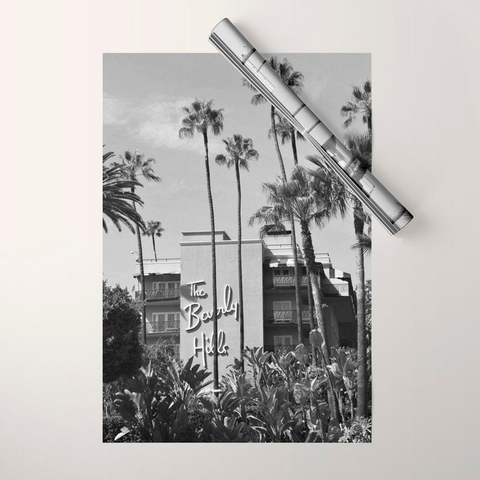 Beverly Hills Hotel, California black and white photograph / black and white photography Wrapping Paper Gallery Image 1