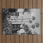 Beverly Hills Hotel, California black and white photograph / black and white photography Outdoor Rug Gallery Image 1