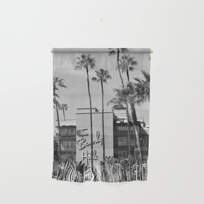 Beverly Hills Hotel, California black and white photograph / black and white photography Wall Hanging Gallery Image 1