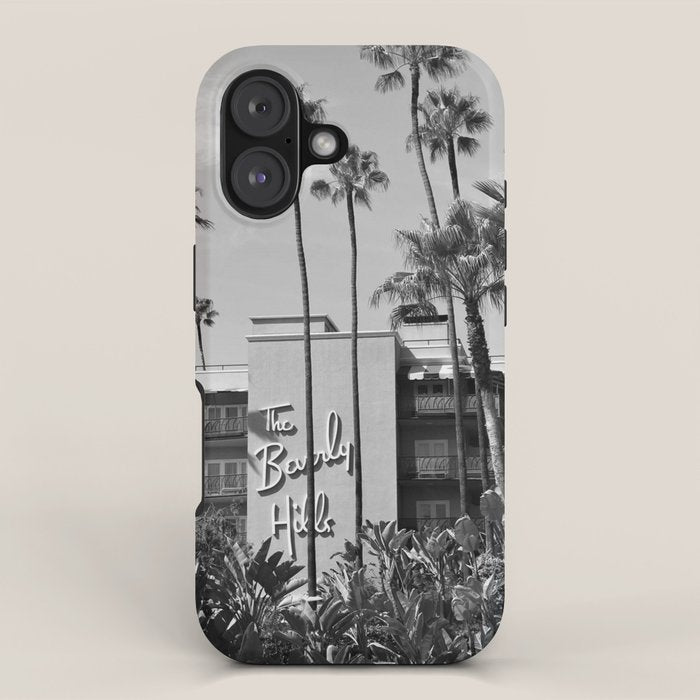 Beverly Hills Hotel, California black and white photograph / black and white photography iPhone Case Gallery Image 1