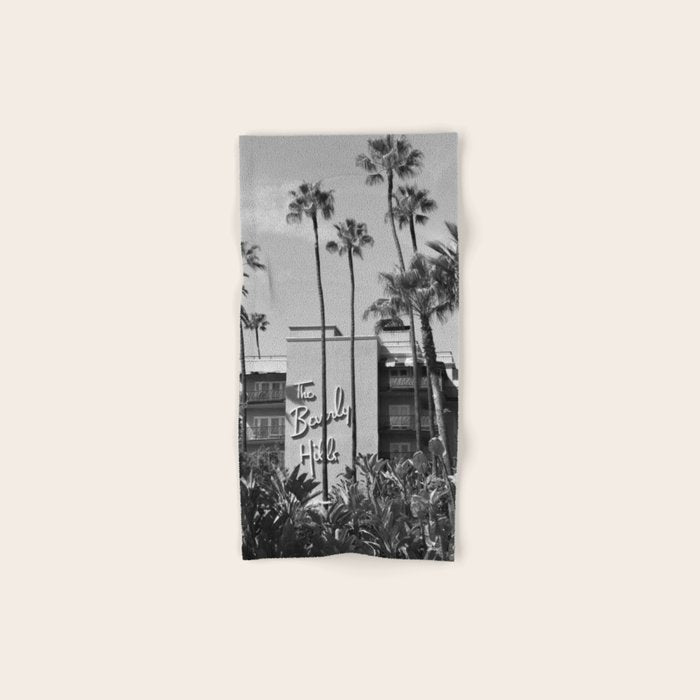 Beverly Hills Hotel, California black and white photograph / black and white photography Bath Towel Gallery Image 1