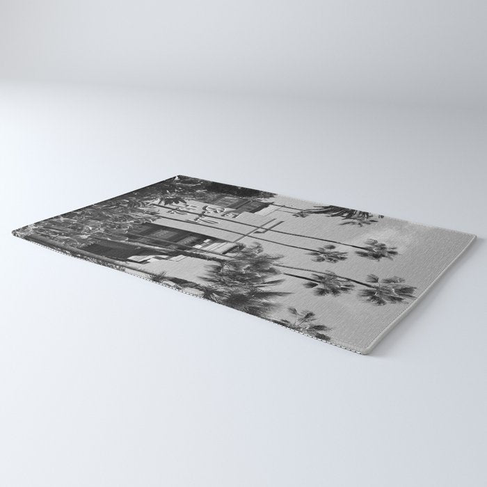 Beverly Hills Hotel, California black and white photograph / black and white photography Rug Gallery Image 3