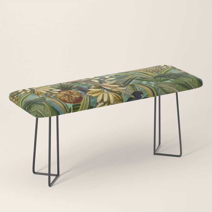 Vintage & Shabby Chic - Green Tropical Bird Flower Garden Bench Gallery Image 1