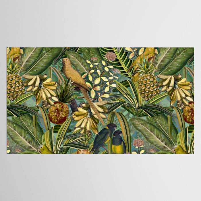 Vintage & Shabby Chic - Green Tropical Bird Flower Garden Tablecloth Gallery Image 2