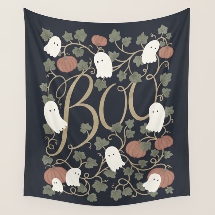 Boo! (Ghosts in the Pumpkin Patch) Wall Tapestry Gallery Image 1