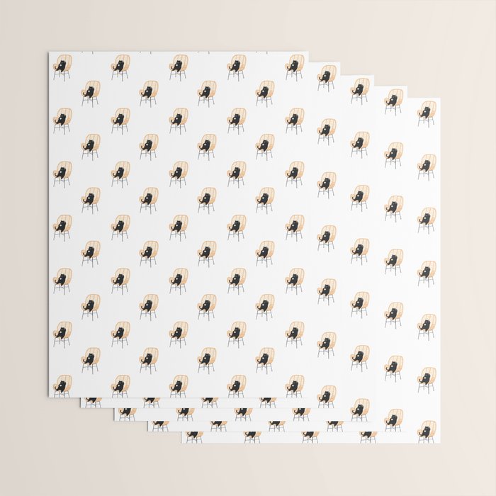Lazy cat 2 enjoying coffee on rattan chair  Wrapping Paper Gallery Image 3