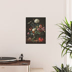 Still Life Parrot Tulips, Peonies, Hibiscus, Hydranga, Periwinkle Flowers in Vase by Jan de Heem Poster Gallery Image 2
