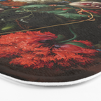 Still Life Parrot Tulips, Peonies, Hibiscus, Hydranga, Periwinkle Flowers in Vase by Jan de Heem Bath Mat Gallery Image 3
