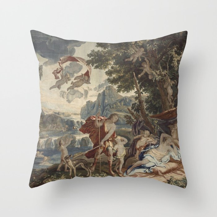 Antique 18th Century 'Venus and Adonis' Flemish Tapestry Throw Pillow Gallery Image 1