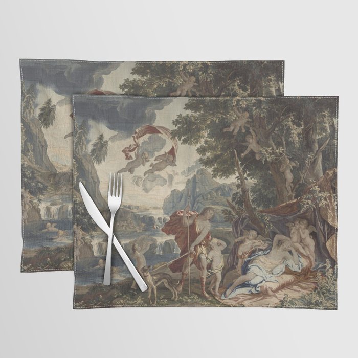 Antique 18th Century 'Venus and Adonis' Flemish Tapestry Placemat Gallery Image 1