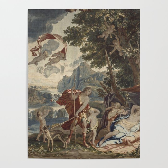 Antique 18th Century 'Venus and Adonis' Flemish Tapestry Poster Gallery Image 1