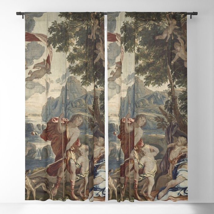 Antique 18th Century 'Venus and Adonis' Flemish Tapestry Window Curtain Gallery Image 5