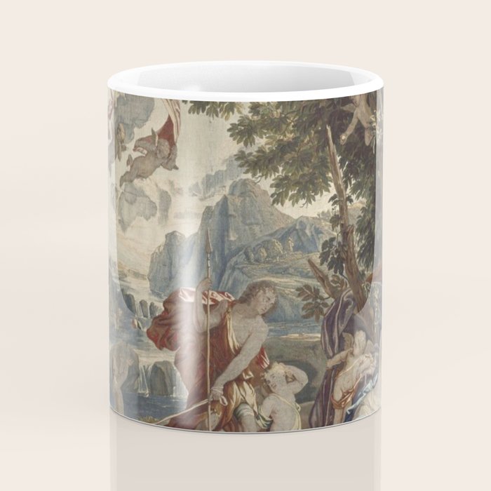 Antique 18th Century 'Venus and Adonis' Flemish Tapestry Coffee Mug Gallery Image 4