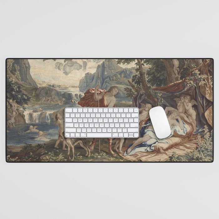 Antique 18th Century 'Venus and Adonis' Flemish Tapestry Desk Mat Gallery Image 1