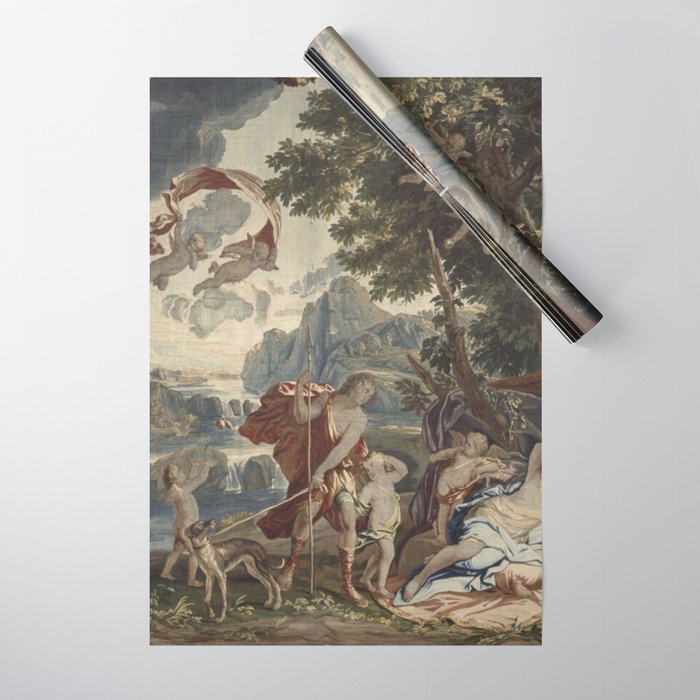 Antique 18th Century 'Venus and Adonis' Flemish Tapestry Wrapping Paper Gallery Image 1
