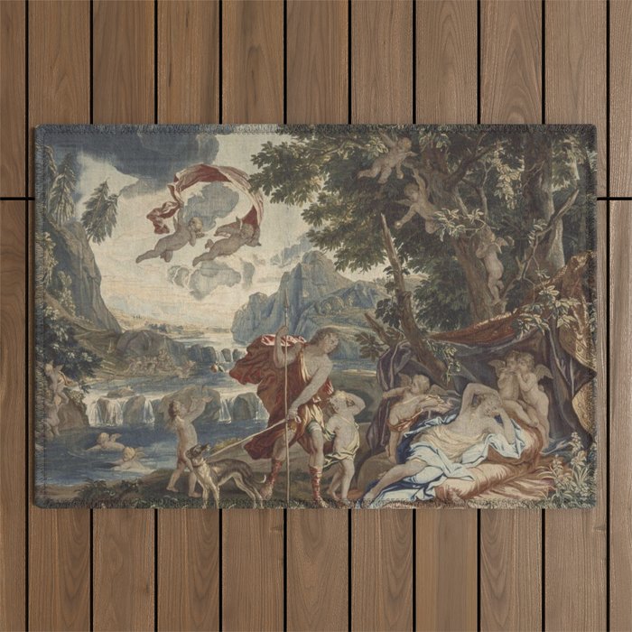 Antique 18th Century 'Venus and Adonis' Flemish Tapestry Outdoor Rug Gallery Image 1