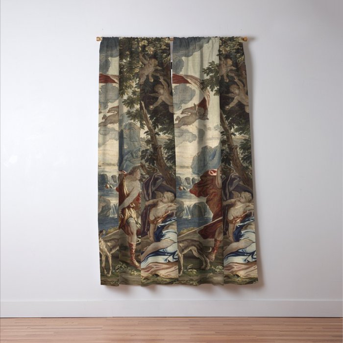 Antique 18th Century 'Venus and Adonis' Flemish Tapestry Window Curtain Gallery Image 3