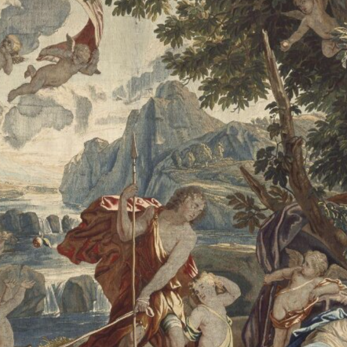 Antique 18th Century 'Venus and Adonis' Flemish Tapestry Coffee Mug Gallery Image 2