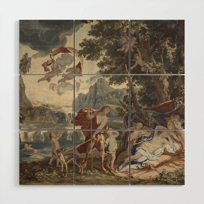 Antique 18th Century 'Venus and Adonis' Flemish Tapestry Wood Wall Art Gallery Image 1