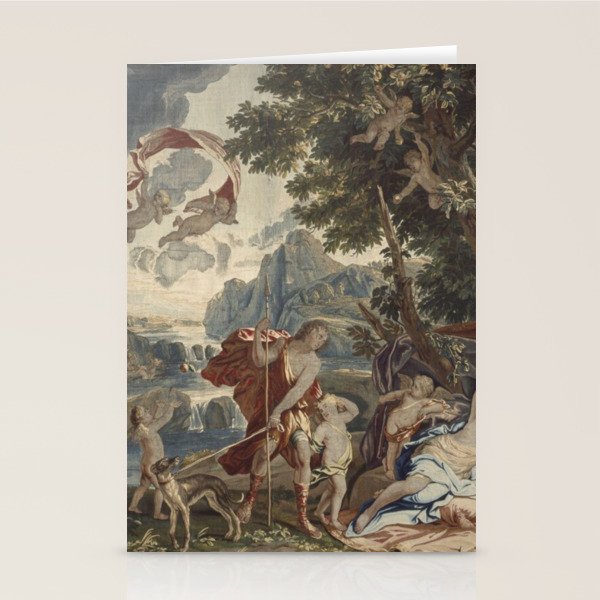 Antique 18th Century 'Venus and Adonis' Flemish Tapestry Stationery Card Gallery Image 2