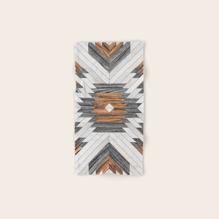 Urban Tribal Pattern No.8 - Aztec - Wood Bath Towel Gallery Image 1