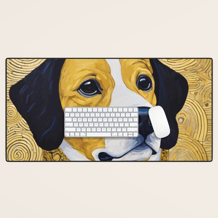 Portrait of Handsome Klimt Dog Desk Mat Gallery Image 1