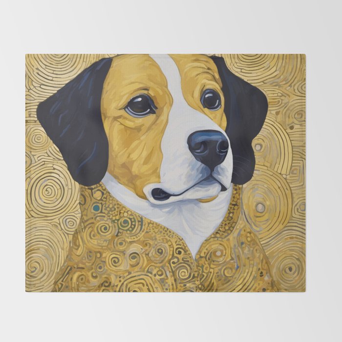 Portrait of Handsome Klimt Dog Throw Blanket Gallery Image 2