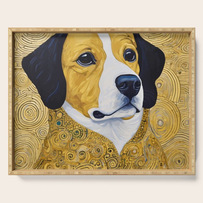 Portrait of Handsome Klimt Dog Serving Tray Gallery Image 1