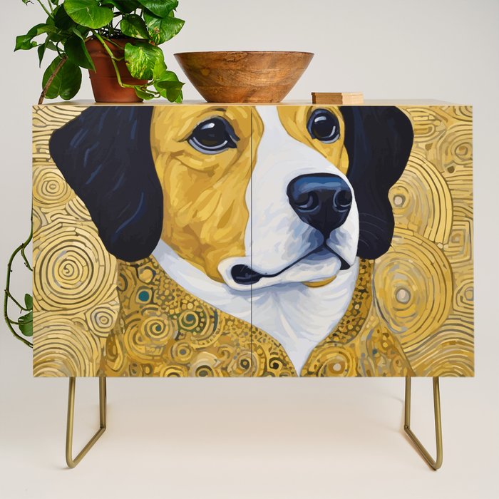 Portrait of Handsome Klimt Dog Credenza Gallery Image 1