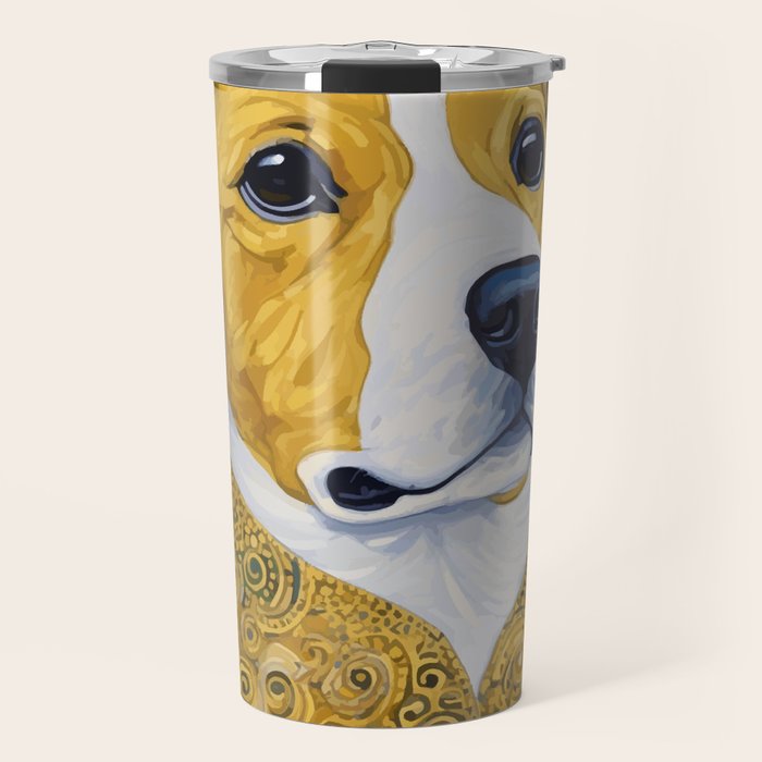Portrait of Handsome Klimt Dog Travel Mug Gallery Image 1