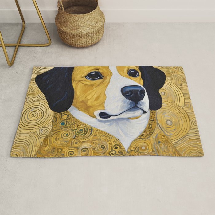 Portrait of Handsome Klimt Dog Rug Gallery Image 1