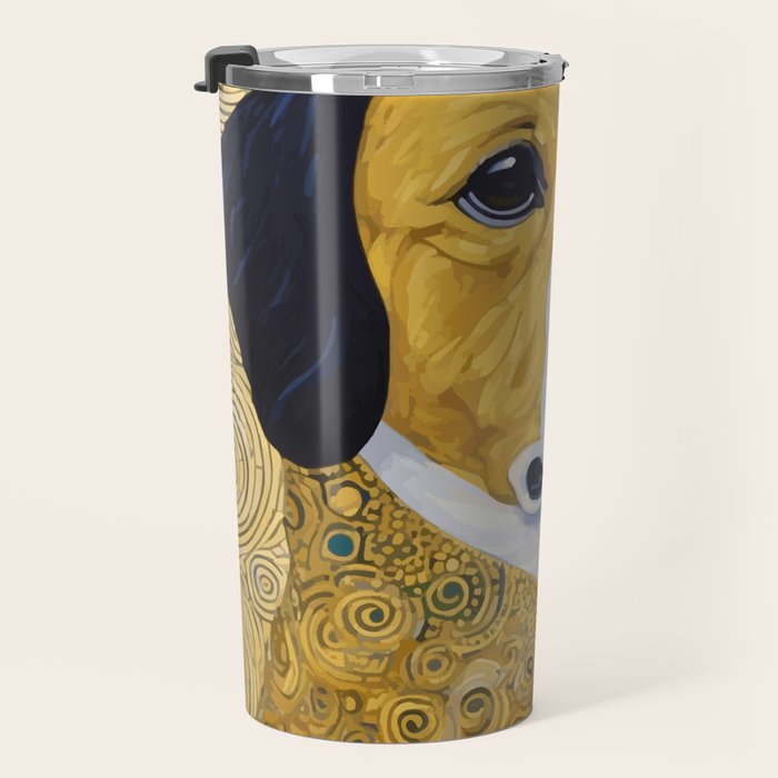 Portrait of Handsome Klimt Dog Travel Mug Gallery Image 3
