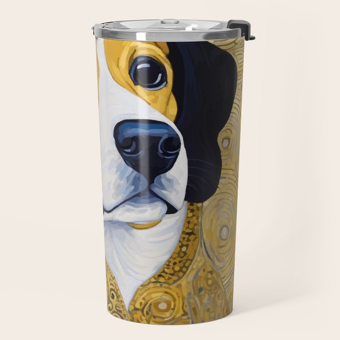 Portrait of Handsome Klimt Dog Travel Mug Gallery Image 2